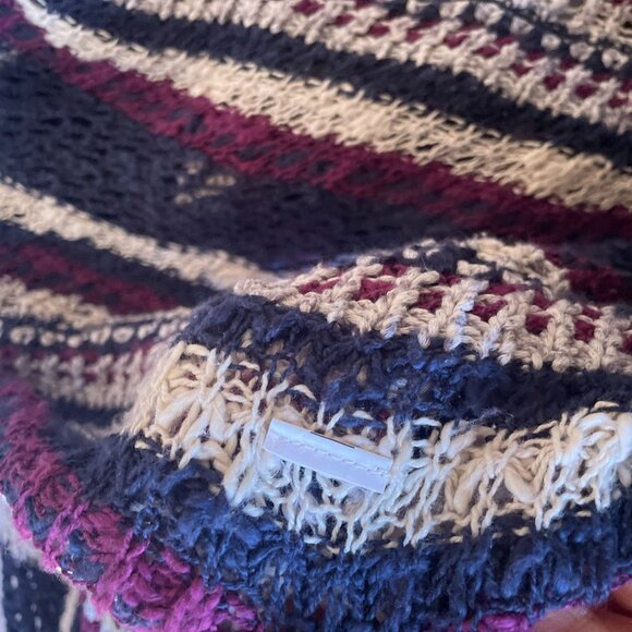 Lucky Brand Womens Striped Open-Knit Drape Cardigan Sweater Size Small Navy/Whit - Picture 6 of 7